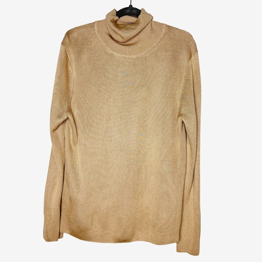 Mark Shale Womens Sz Medium Beige Neutral 100% Silk Turtleneck Sweater‎ Capsule